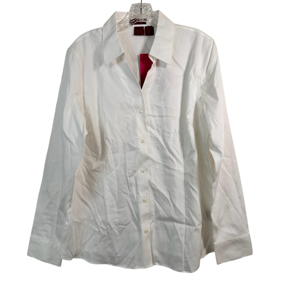 212 Collection XL White No Iron Button Down Shirt Wrinkle Resistant Cotton